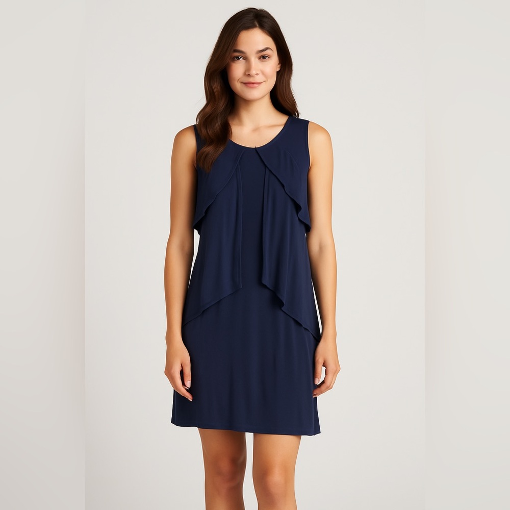 Alfani Sleeveless Layered Dress Navy Size Medium